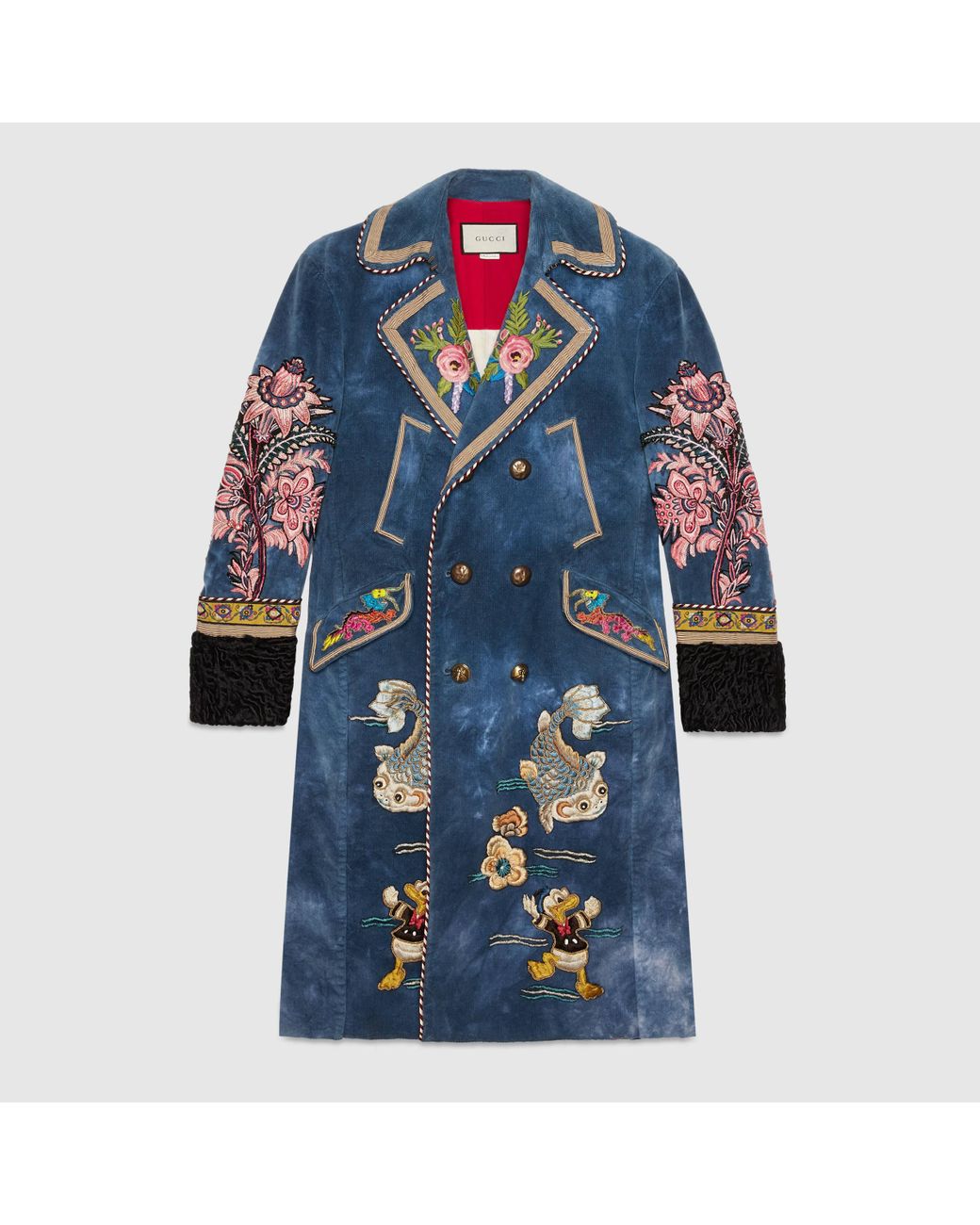 Gucci Embroidered Velvet Coat in Blue for Men Lyst